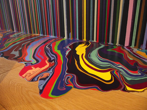 Installation of Ian Davenport’s work in The Materiality of Paint at Fine Art Society Contemporary. Image courtesy of FAS London.