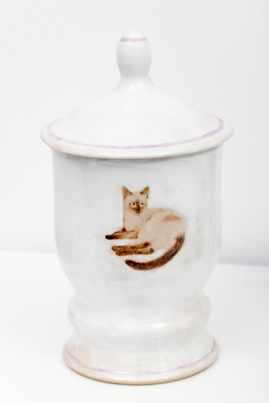 Bunny Rogers, 'Self-Portrait (cat urn)', 2013. Image courtesy the artist.